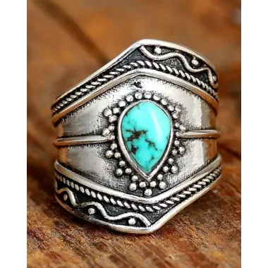 1pc Waterdrop Turquoise Asymmetrical Ring