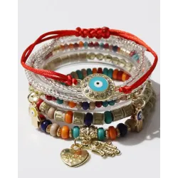 1pcs Blue Eye Beaded Bohemian Trendy Multi-layer Bracelet