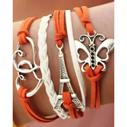 1pcs Butterfly Heart Multi-Layered Braided Bracelet