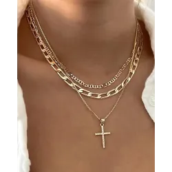 1pcs Hollow Out Multi-layered Cross Pendant Necklace