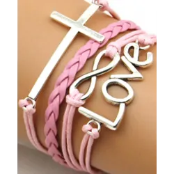 1pcs Multilayer Cross Pattern Hollow Love Letter Design Bohemian Braided Bracelet