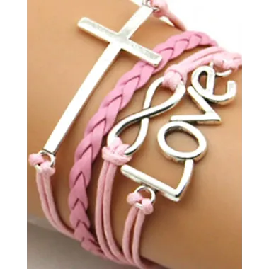 1pcs Multilayer Cross Pattern Hollow Love Letter Design Bohemian Braided Bracelet