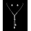 2pcs Rhinestone Teardrop Earrings & Tassel Pendant Necklace Wedding Bridal Jewelry Set