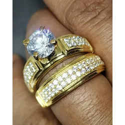 2pcs Vintage Zircon Couple Rings Wedding Engagement Jewelry Set