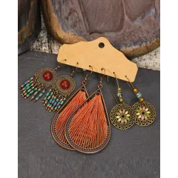 3Pairs Bohemian Vintage Drop Earrings Set