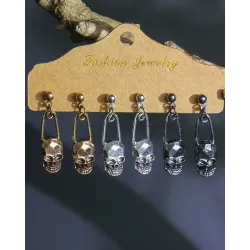 3Pairs Halloween Skull Dangle Drop Earrings Set