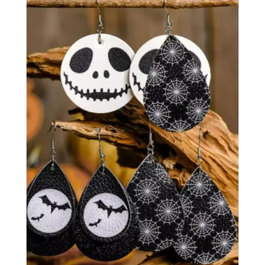 3Pairs Halloween Thanksgiving Graphic Print Drop Earrings