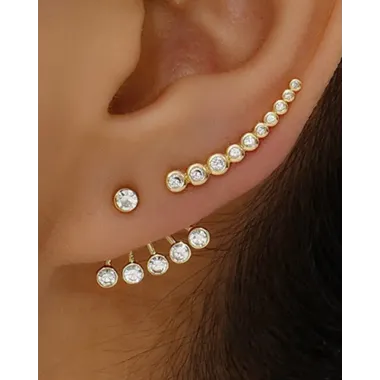 3pcs Faux Zircon Stud Earrings & Ear Climbers Set