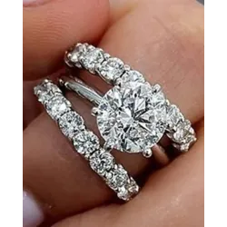 3pcs Round Cut Zircon Couple Rings Wedding Engagement Jewelry Set