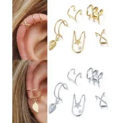 5pcs Minimalist Non-Piercing Cartilage Clip Cross Helix Ear Cuffs Set