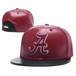 Alabama Crimson Tide Team Logo Red Leather Adjustable Hat GS