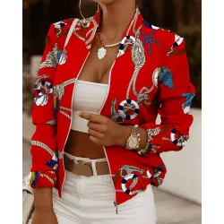 All Over Print Long Sleeve Zip Up Jacket