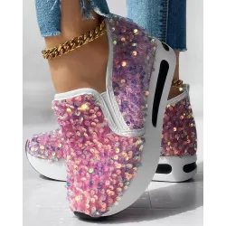 Allover Sequin Platform Slip-On Muffin Sneakers