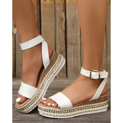 Ankle Strap Espadrilles Platform Wedge Sandals