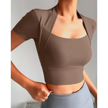 Asymmetrical Quick Dry Crop Yoga Active Top