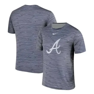 Atlanta Braves Gray Black Striped Logo Performance T-Shirt