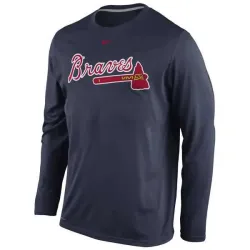 Atlanta Braves Nike Legend Wordmark Long Sleeve Performance WEM T-Shirt - Navy Blue