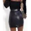 Beaded PU Leather Skirt