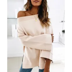 Bell Sleeve Slit Casual Sweatshirt