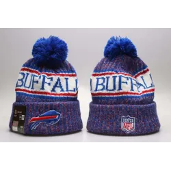 Bills Blue Wordmark Cuffed Pom Knit Hat YP