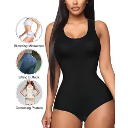 Body Shaper Butt Lifting Tummy Control Hook Design Crotchless Slimming Shapewear Bodysuit