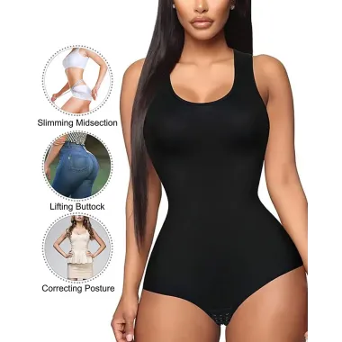 Body Shaper Butt Lifting Tummy Control Hook Design Crotchless Slimming Shapewear Bodysuit