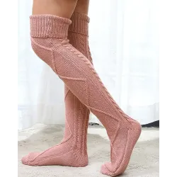 Braided Knit Knee Length Socks