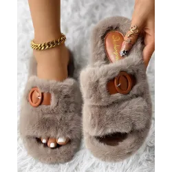 Buckled Fluffy Soft Winter Slippers