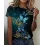 Butterfly Print Round Neck Short Sleeve Casual T-shirt