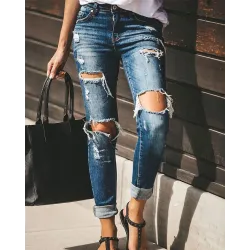 Casual Slim Fit Ripped Jeans