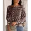 Cheetah Print Rhinestone Backless Twisted Top