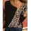 Cheetah Print Zipper Front Long Sleeve Casual Top