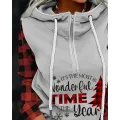 Christmas Letter Plaid Print Hooded Top