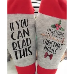 Christmas Letter Print Colorblock Socks