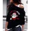 Christmas Santa Letter Print Cold Shoulder Sweatshirt