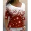 Christmas Snowflake Print Asymmetrical Neck Top