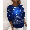 Christmas Tree Star Print Long Sleeve Sweatshirt