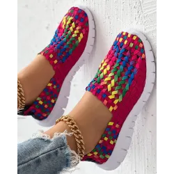 Colorblock Braided Slip-on Sneakers