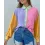 Colorblock Button Front Long Sleeve Shirt