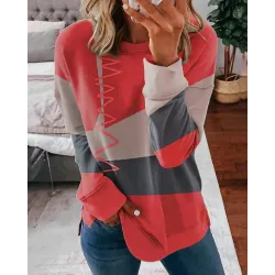 Colorblock Long Sleeve Casual Top