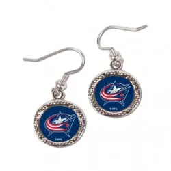 Columbus Blue Jackets Earrings Round Style - Special Order