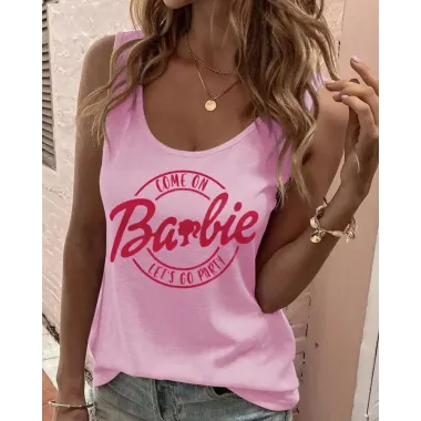 Come On Barbie Let's Go Party Print Tank Top