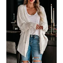 Cozy Solid Double Pocket Knit Cardigan