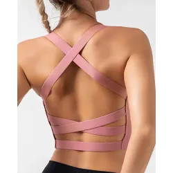 Crisscross Backless Quick Dry Yoga Running Sports Bra Tank Top