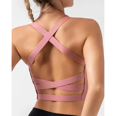 Crisscross Backless Quick Dry Yoga Running Sports Bra Tank Top