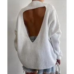 Cutout Backless Batwing Sleeve Knit Sweater