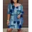 Denim Look Print V-Neck Casual Dress