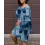 Denim Look Print V-Neck Casual Dress