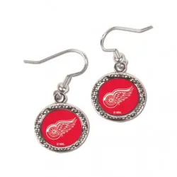 Detroit Red Wings Earrings Round Style - Special Order