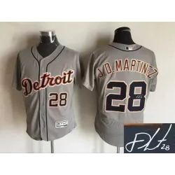 Detroit Tigers #28 J.D.Martinez Gray Flexbase Collection Stitched Signature Edition Jersey